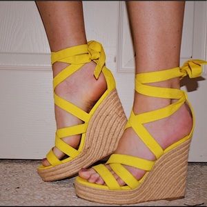 yellow strappy heels